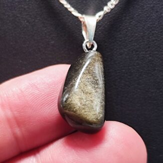 Colgante Plata Obsidiana Dorada | Protección – Fuerza – Claridad